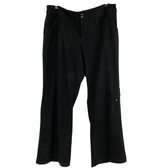 Coldwater Creek Natural Fit Wide Leg Cargo Pants Women 16 Black Stretch Career - Picture 1 of 13